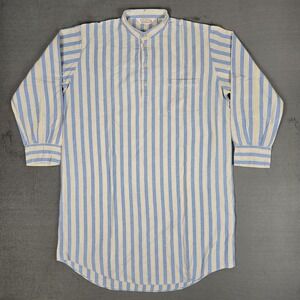 Derek Rose Sleepshirt Mens Large Stripe Bullock & Jones Soft Flannel Band Collar